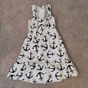 J.Crew Navy and White Anchor Printed Dress